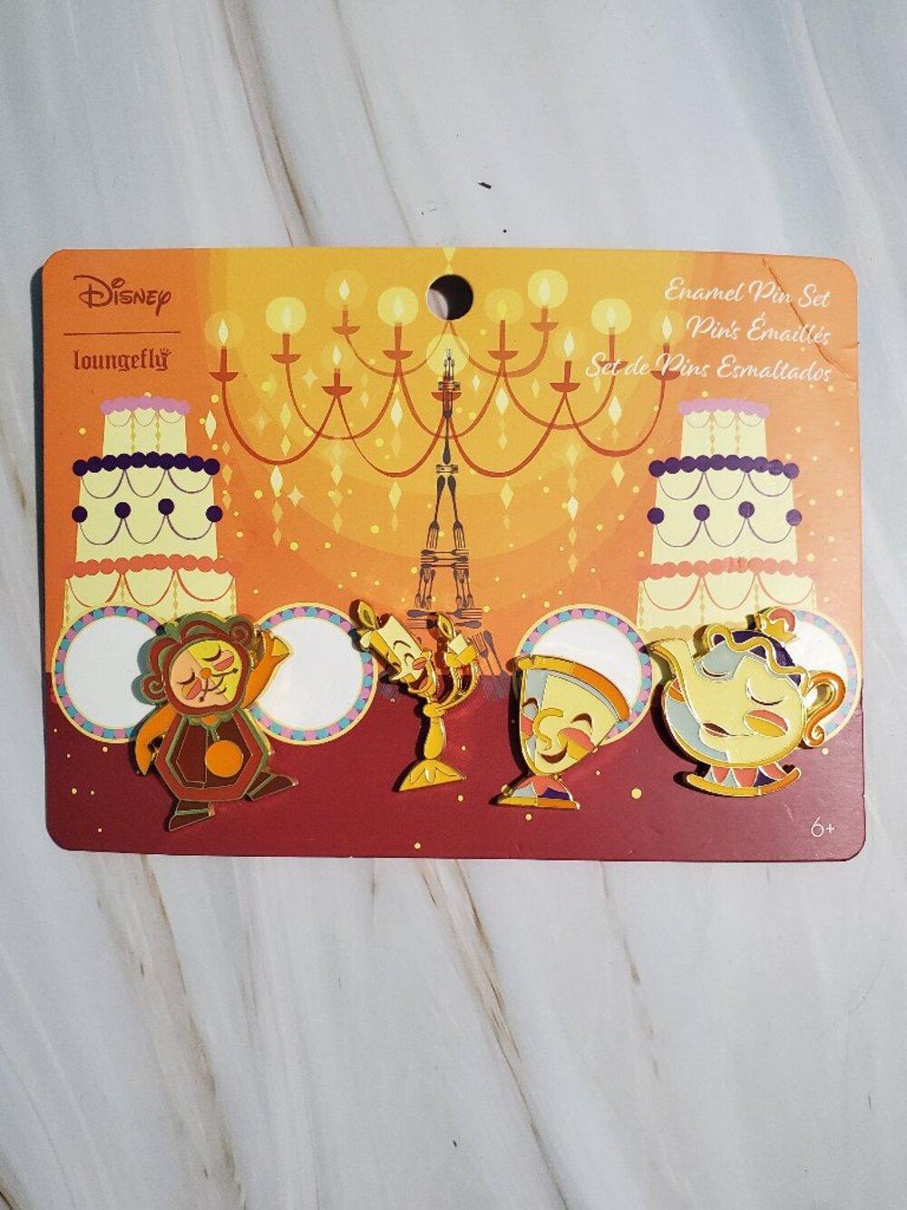 Disney Beauty & The Beast Servants Art Deco Enamel Pin Set
